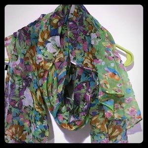 Beautiful green floral print scarf